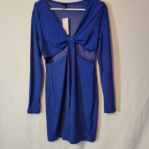 Women's Sizes S &L Long Sleeve Cut Out Lurex Bodycon Dress - Wild Fable NWT